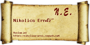 Nikolics Ernő névjegykártya