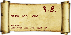 Nikolics Ernő névjegykártya